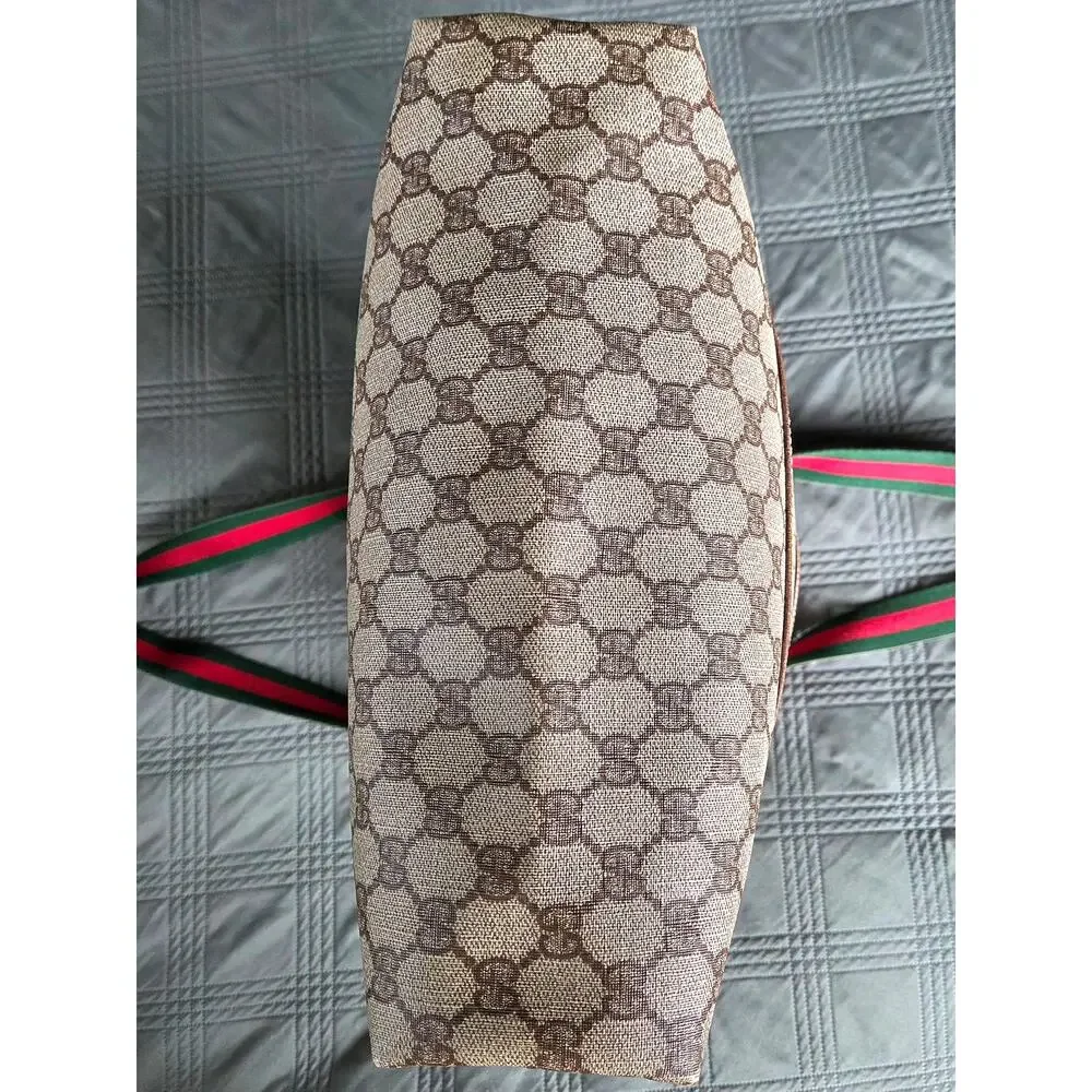 Vintage Gucci Sherry Line GG Brown/Beige PVC and Leather Tote/Shoulder Bag - Picture 7 of 16